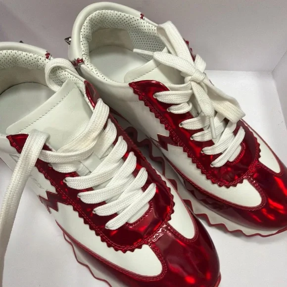 Christian Louboutin Red and White Sneakers - Picture 4 of 4
